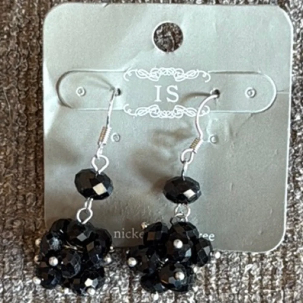 Black Beaded Dangle Earrings, Nickel & Lead free, 1.5” Dangle, Sparkly, NWT